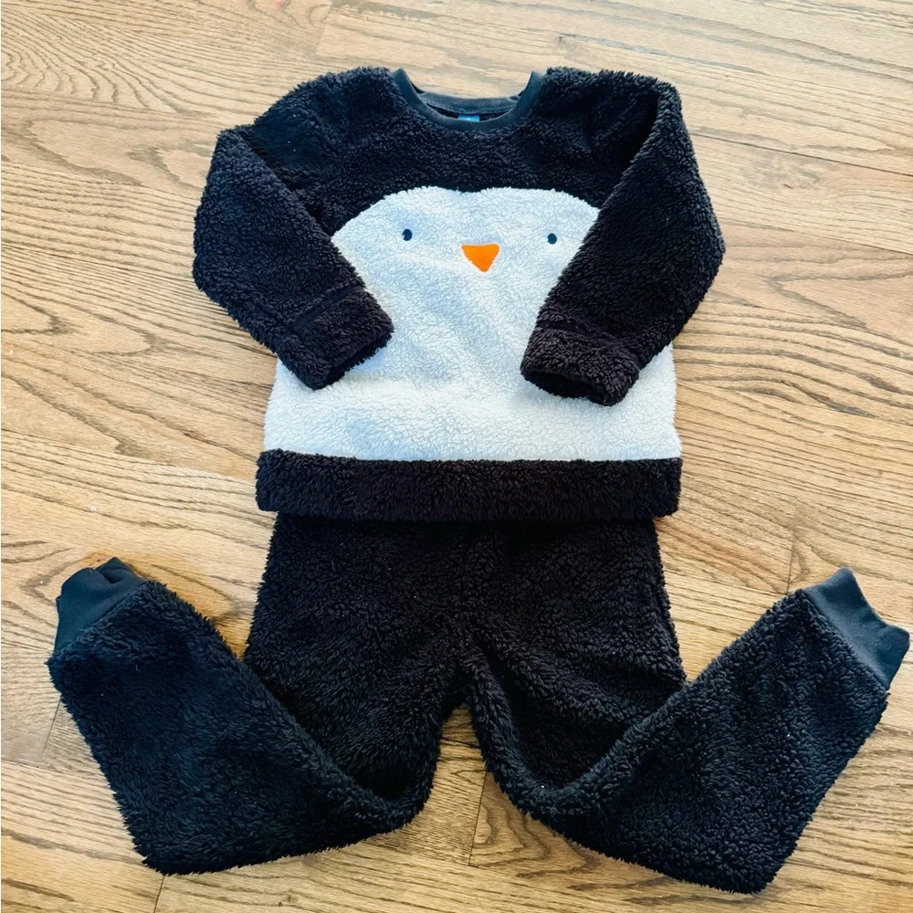 Old Navy unisex penguin fleece two-piece set, 5T